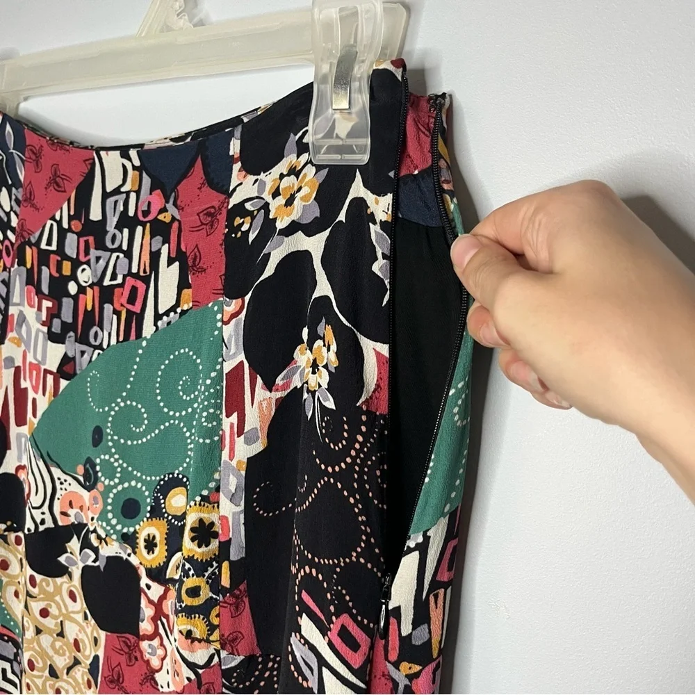 Anthropologie X Kachel Hallie Abstract Floral Midi Skirt Size 4